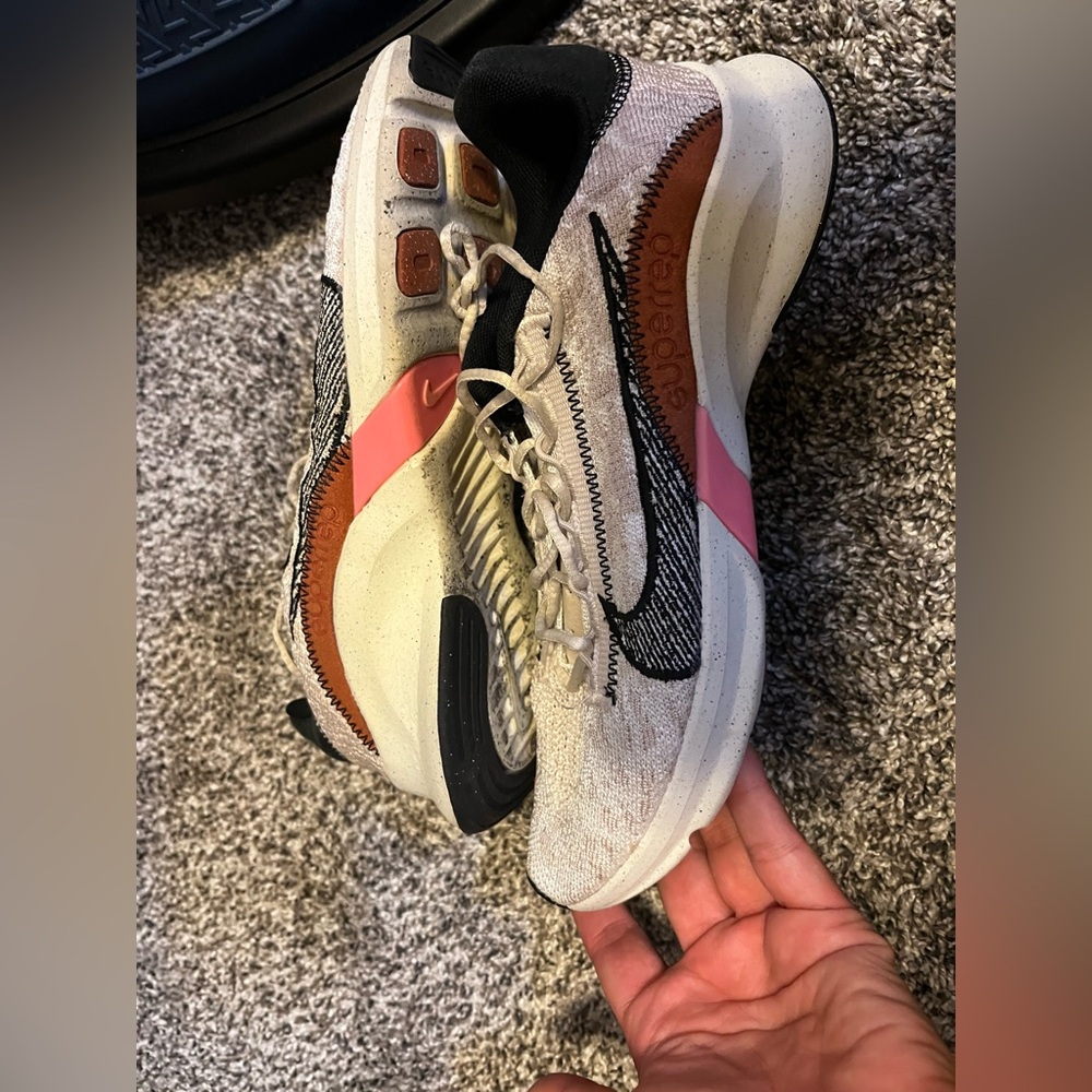 Nike Cream and Pink Athletic Sneakers Womens